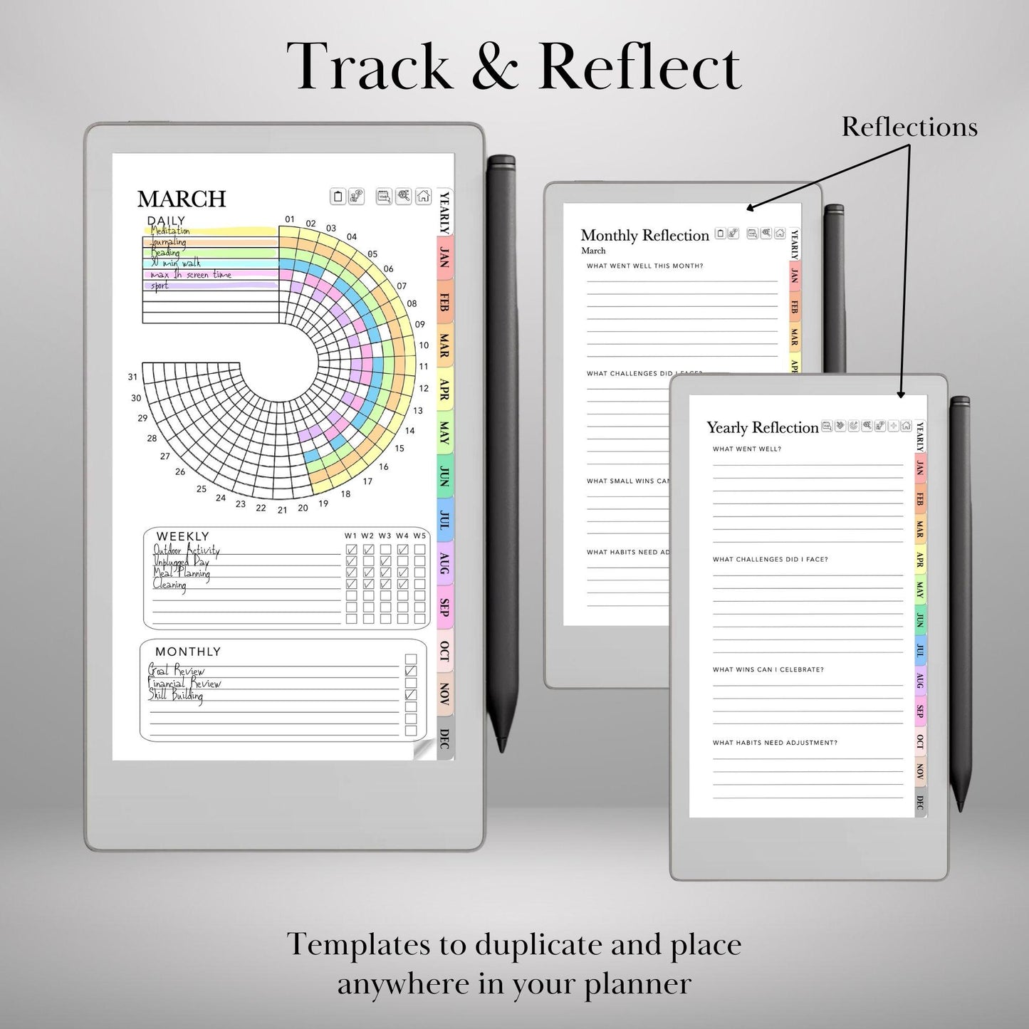 reMarkable Paper Pro Move — Habit Tracker, Hyperlinked Goal Planner