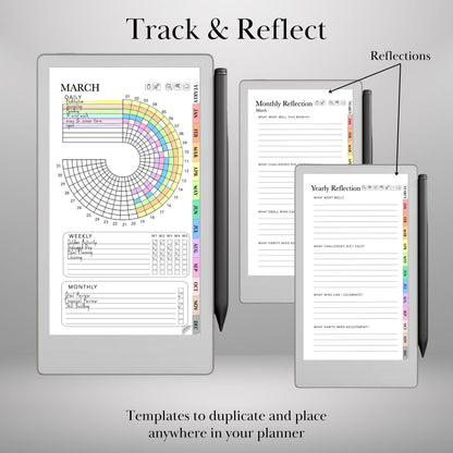reMarkable Paper Pro Move — Habit Tracker, Hyperlinked Goal Planner