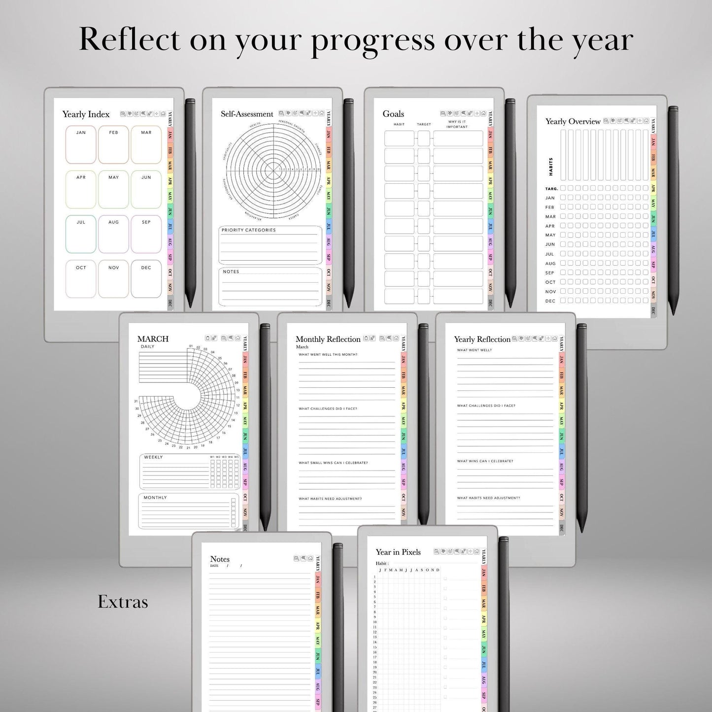 reMarkable Paper Pro Move — Habit Tracker, Hyperlinked Goal Planner