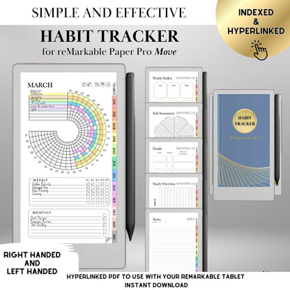 reMarkable Paper Pro Move — Habit Tracker, Hyperlinked Goal Planner