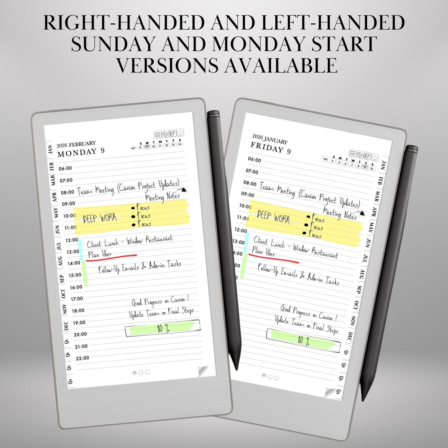 reMarkable Paper Pro Move — Daily Planner 2026, hourly daybook