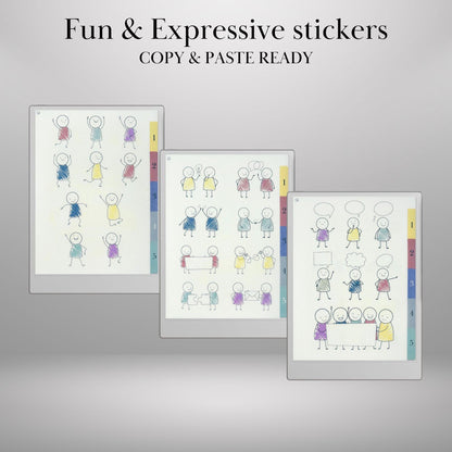 Boxy Buddies Stickers for reMarkable Paper Pro, reMarkable 2: Copy-Paste ready Fun and Expressive Stickers for Journaling & Planning
