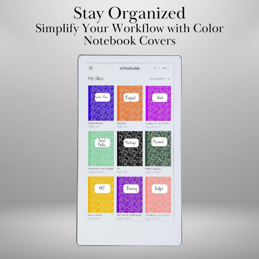 reMarkable Paper Pro Move — Vintage Notebook Covers, 20 colored designs
