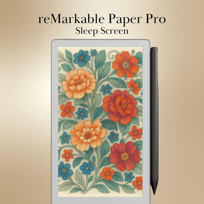 reMarkable Paper Pro Move — Floral Sleep Screens, bouquet theme