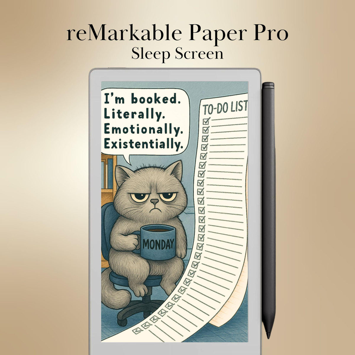 reMarkable Paper Pro Move — Fun Sleep Screens, funny theme bundle