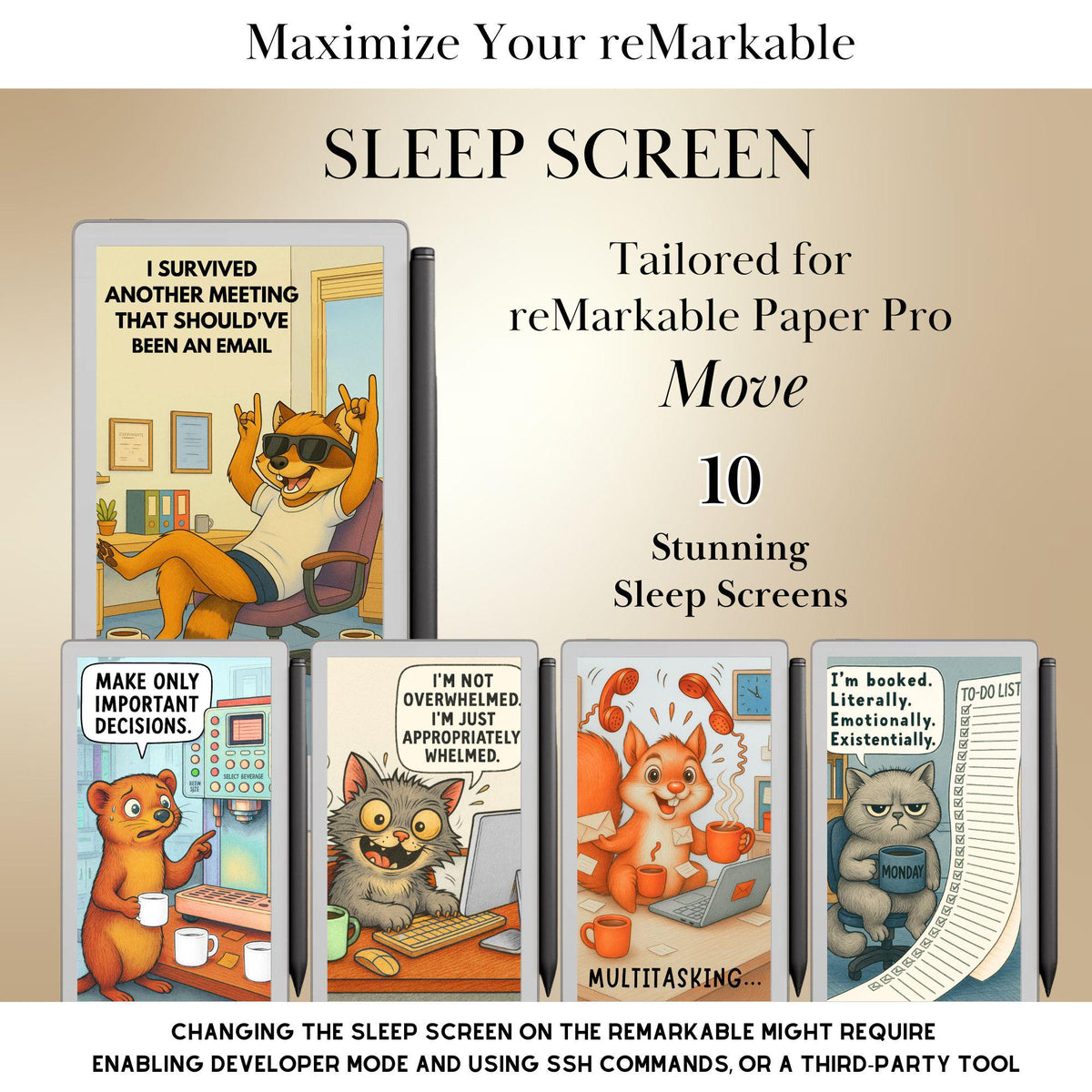 Fun Sleep Screen Bundle for reMarkable paper Pro Move Templates Sleep Screen | reMarkable Paper Pro Move Templates