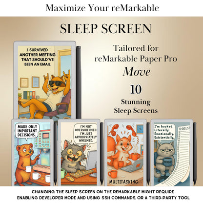 Fun Sleep Screen Bundle for reMarkable paper Pro Move Templates Sleep Screen | reMarkable Paper Pro Move Templates