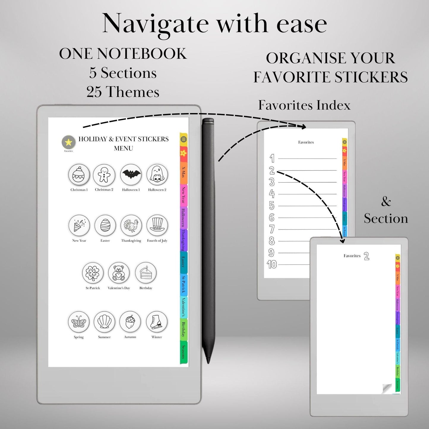 reMarkable Paper Pro Move — Holiday Sticker Pack, 400+ doodles