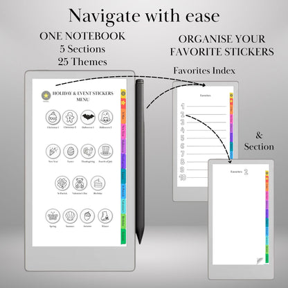 reMarkable Paper Pro Move — Holiday Sticker Pack, 400+ doodles
