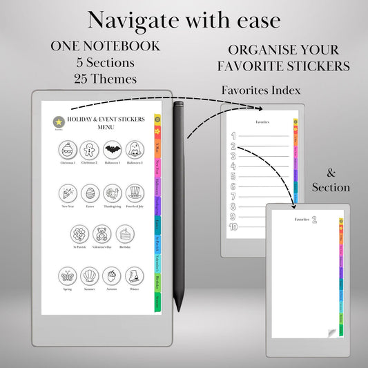 Holiday Stickers for reMarkable Paper Pro Move: 400+ Ready-to-use Doodle Stickers Templates for Journaling and Planning (Digital Download)