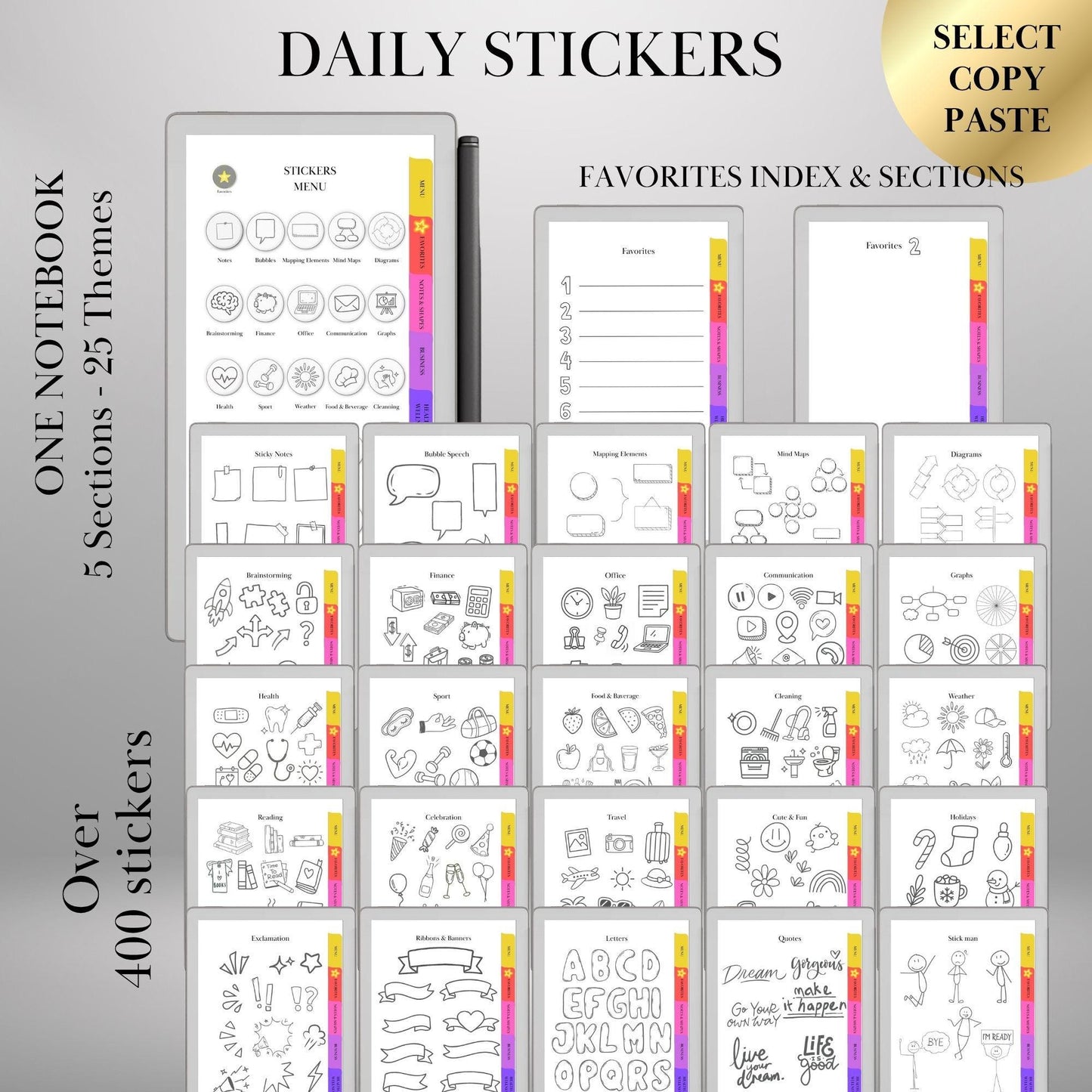 reMarkable Paper Pro Move — Stickers Bundle, 5 packs copy-paste