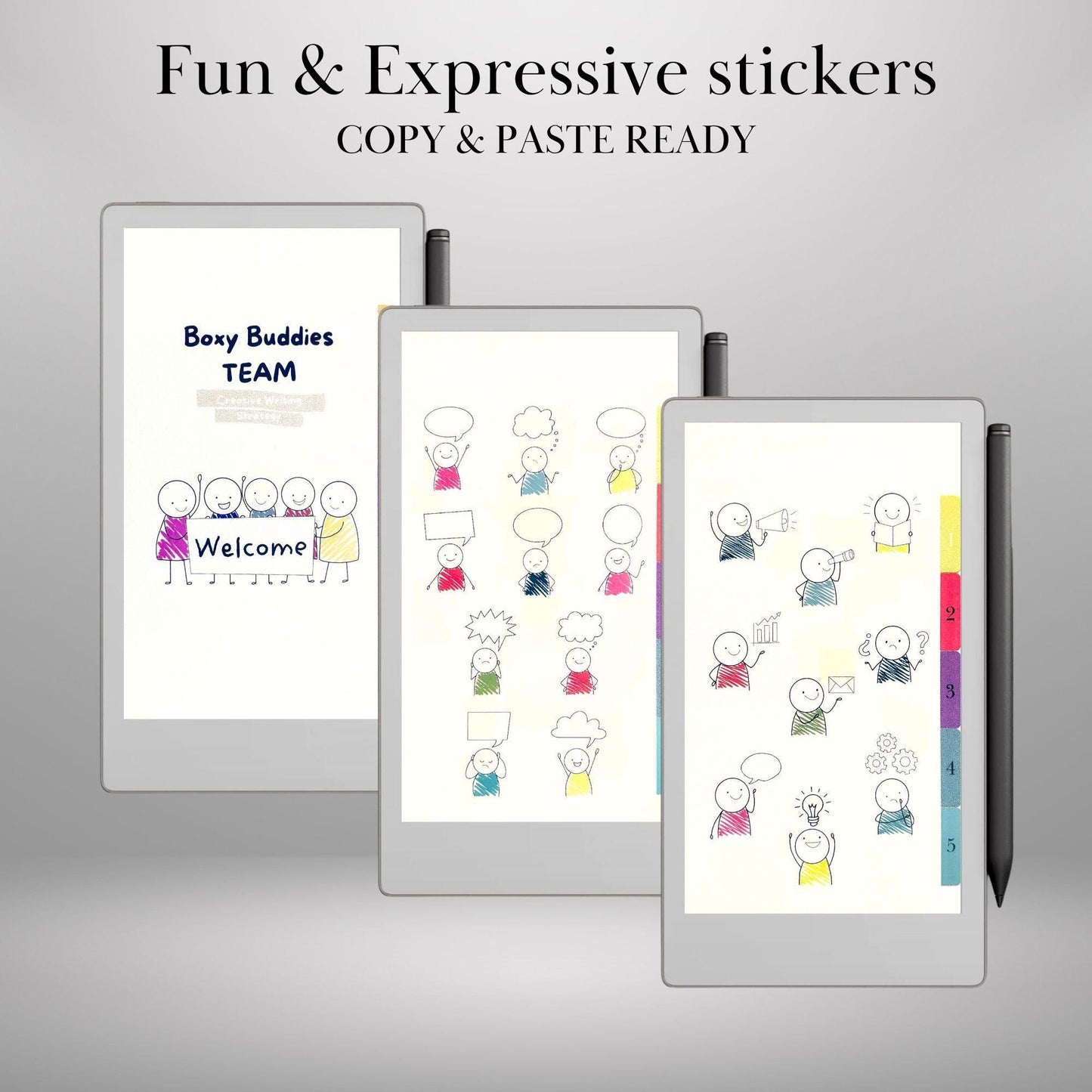 reMarkable Paper Pro Move — Boxy Buddies Sticker Pack, copy-paste