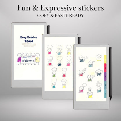 reMarkable Paper Pro Move — Boxy Buddies Sticker Pack, copy-paste