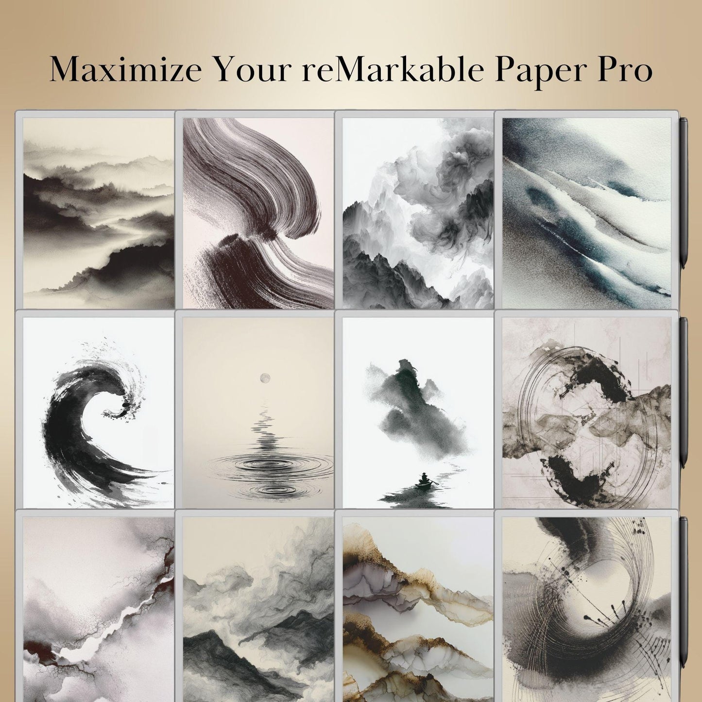 reMarkable Paper Pro & 2 — Abstract Sleep Screens, ink flow designs