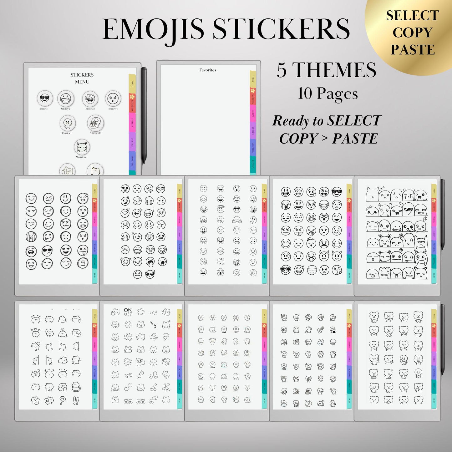 reMarkable Paper Pro & 2 — Stickers Bundle, 5 packs copy-paste