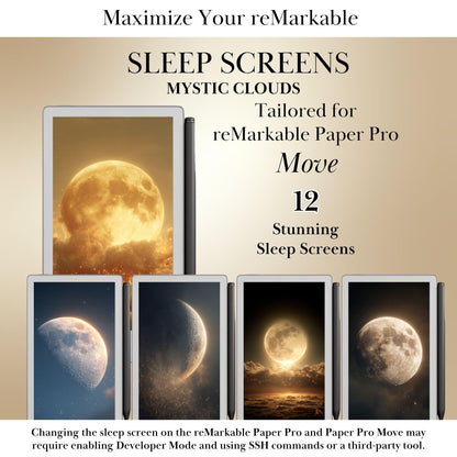 The Moon Light Sleep Screens Bundle for reMarkable Paper Pro Move: Celestial Designs Remarkable Pape