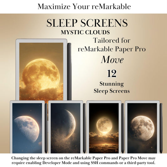 The Moon Light Sleep Screens Bundle for reMarkable Paper Pro Move: Celestial Designs Remarkable Pape