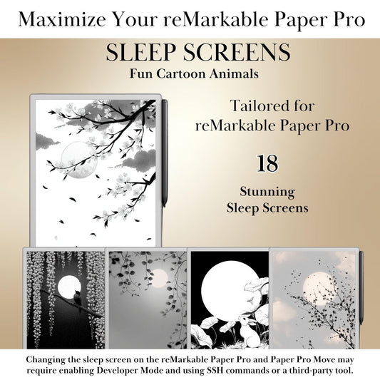 Lunar Garden Sleep Screens Bundle for reMarkable Paper Pro and Remarkable 2: Nature Art Designs Rema