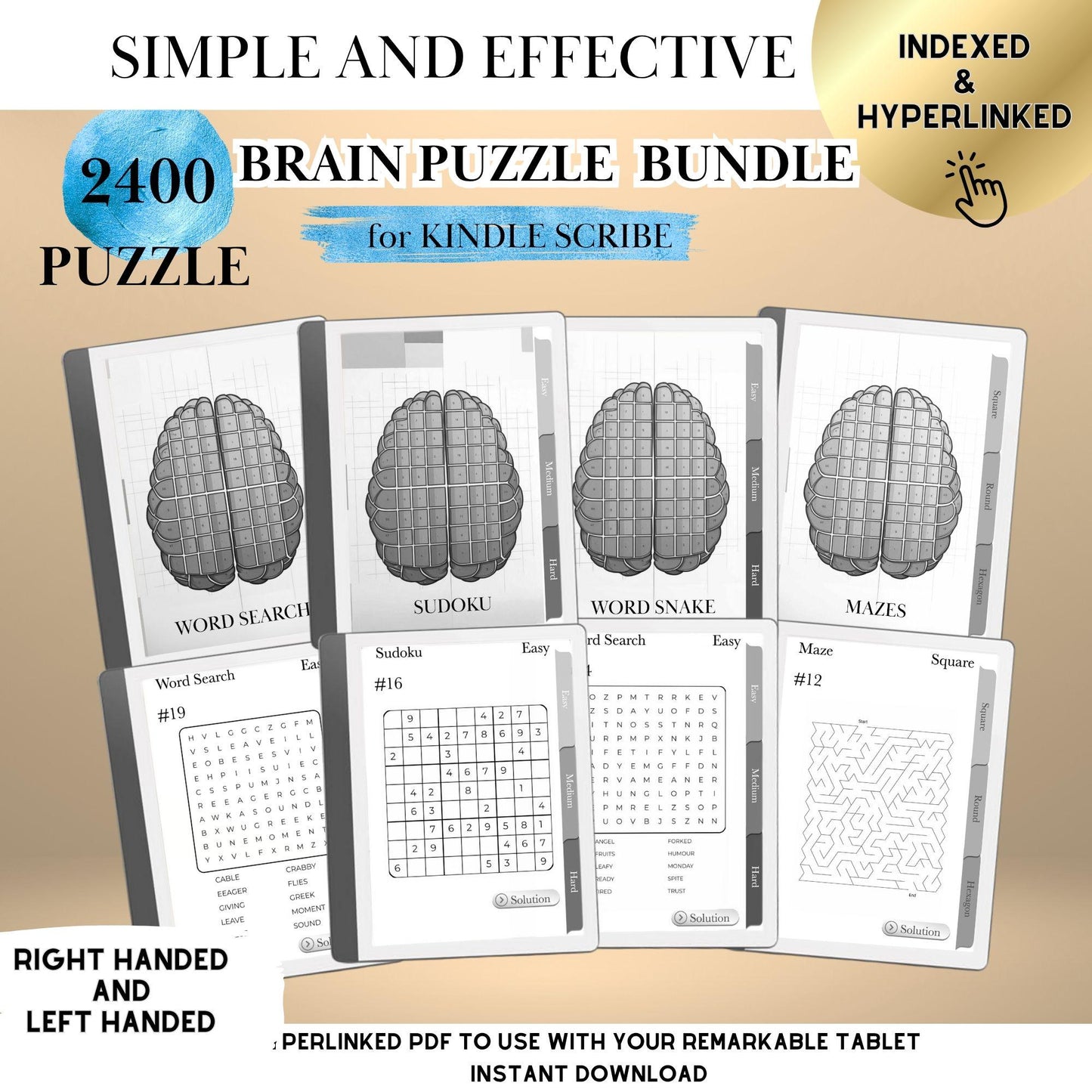 Kindle Scribe — Puzzle Bundle, 2400 brain games