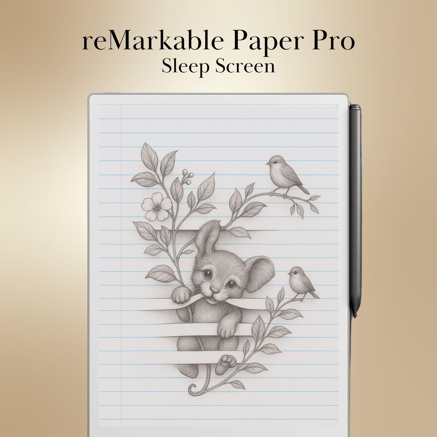 Trompe-l’Œil Sleep Screen Bundle for reMarkable paper Pro and reMarkable 2 Templates Sleep Screen | 10 Cute Screens with Animals