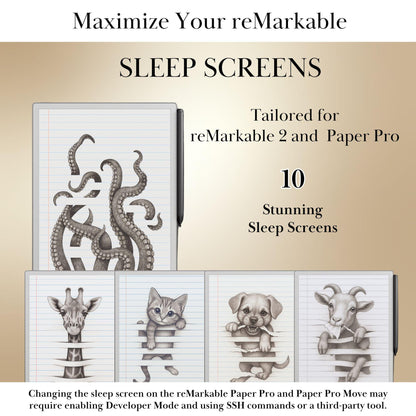Trompe-l’Œil Sleep Screen Bundle for reMarkable paper Pro and reMarkable 2 Templates Sleep Screen | 