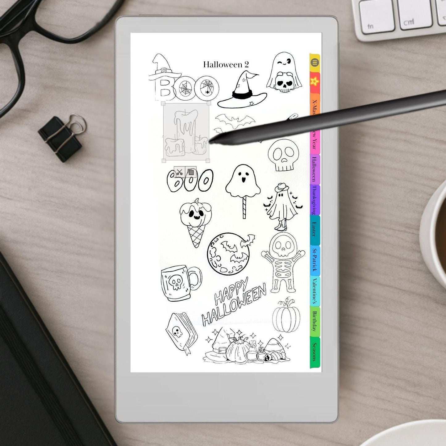 reMarkable Paper Pro Move — Holiday Sticker Pack, 400+ doodles