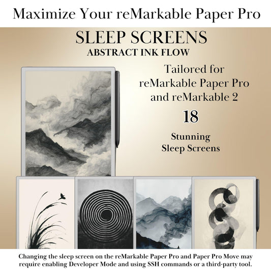 Abstract Sleep Screens for reMarkable Paper Pro & reMarkable 2 | Ink Flow Remarkable Templates Sleep