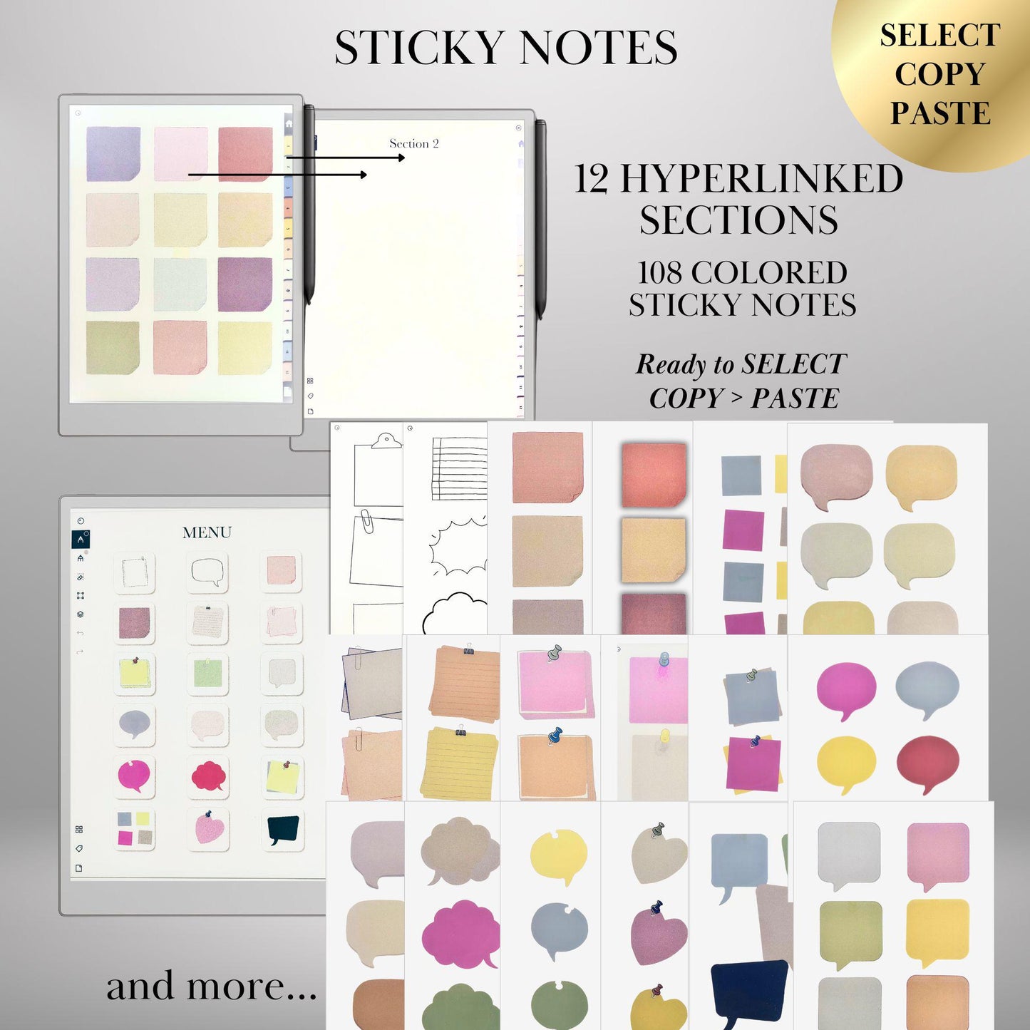 reMarkable Paper Pro & 2 — Stickers Bundle, 5 packs copy-paste