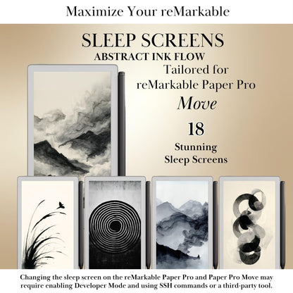 Abstract Sleep Screens for reMarkable Paper Pro Move | Ink Flow Remarkable Move Templates Sleep Scre
