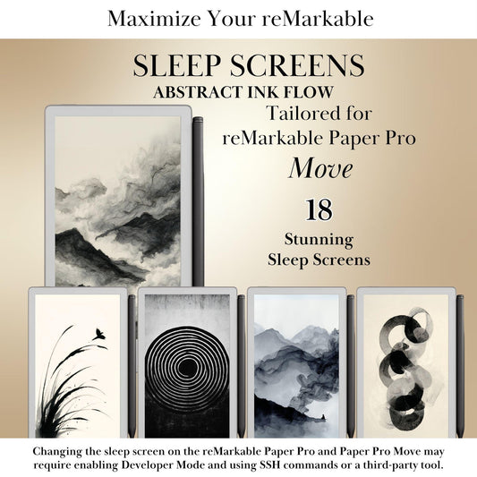 Abstract Sleep Screens for reMarkable Paper Pro Move | Ink Flow Remarkable Move Templates Sleep Scre
