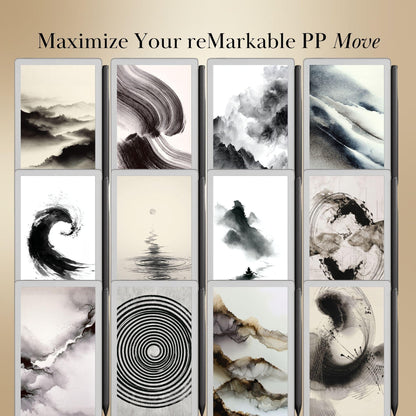 Abstract Sleep Screens for reMarkable Paper Pro Move | Ink Flow Remarkable Move Templates Sleep Screen