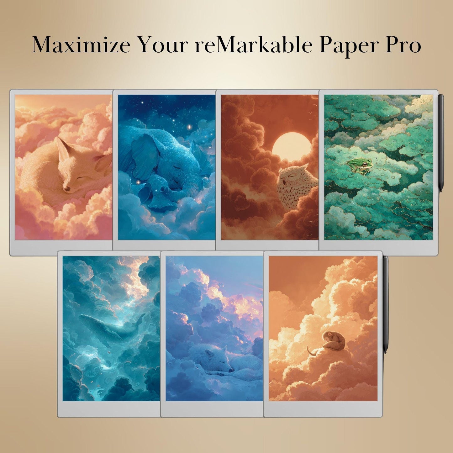 reMarkable Paper Pro — Mystic Animals Sleep Screens, Japanese-inspired