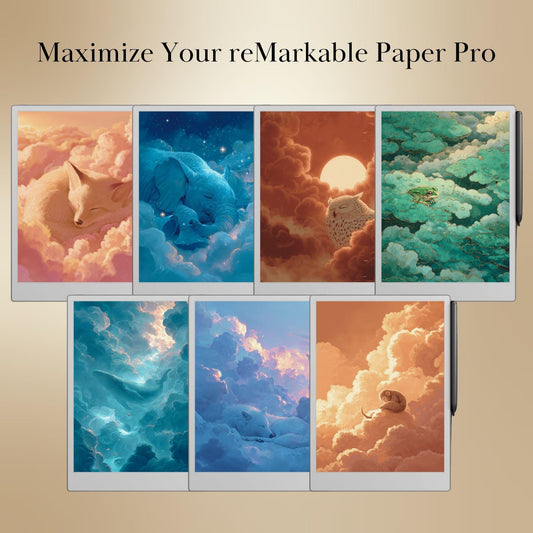 Mystic Animals Sleep Screens Bundle for reMarkable Paper Pro | Japanese-Inspired Mystical Animal Designs | Remarkable Templates