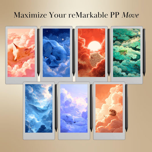 Mystic Animals Sleep Screens Bundle for reMarkable Paper Pro Move | Japanese-Inspired Mystical Animal Designs | Remarkable Move Templates