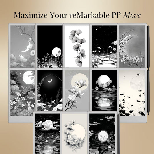 Lunar Garden Sleep Screens Bundle for reMarkable Paper Pro Move: Nature Art Designs Remarkable Paper Pro Move Templates (Digital Download)