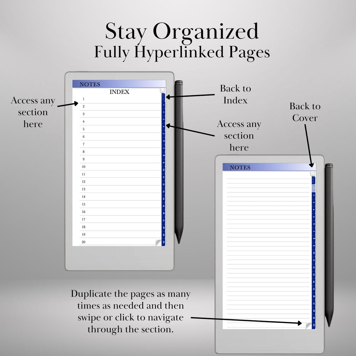 reMarkable Paper Pro Move — Notebook Bundle, lined grid dotted blank & A–Z