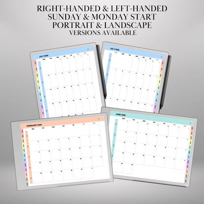 2026 Monthly Calendar for reMarkable Paper Pro Hyperlinked Minimalist Planner: Full-Page Monthly View + Year Overview