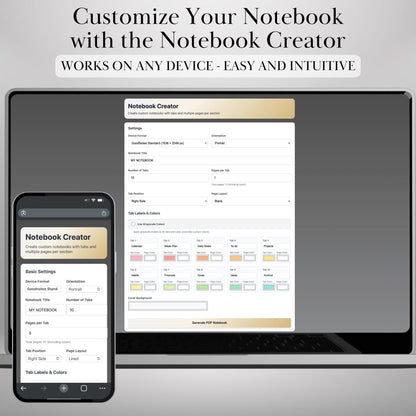Custom Hyperlinked Notebook Creator | Build Your Own Digital Notebook with tabs in 1 Minute | Goodnotes, Notability, Noteshelf & PDF Apps