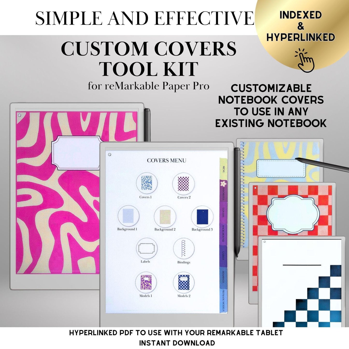 Custom Covers Toolkit for reMarkable Paper Pro Template: Covers, Backgrounds, Labels, Bindings | Cop