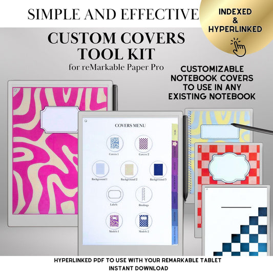 Custom Covers Toolkit for reMarkable Paper Pro Template: Covers, Backgrounds, Labels, Bindings | Cop
