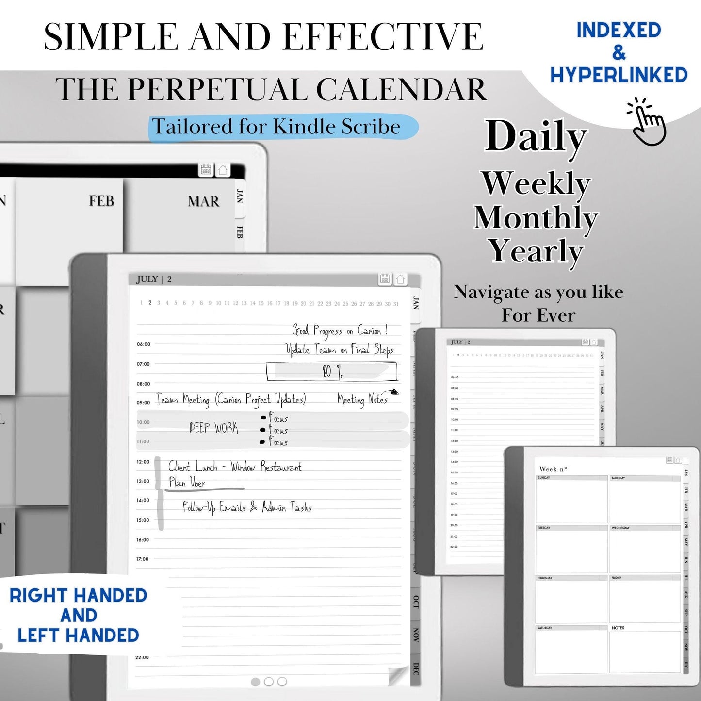 Kindle Scribe — Perpetual Calendar, undated daily & weekly planner