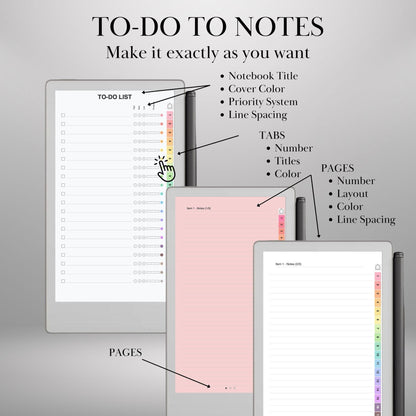 Custom To Do Lists Template Creator for reMarkable Paper Pro Move, rM2: Build Your Own Personalized Hyperlinked Task Planner Template