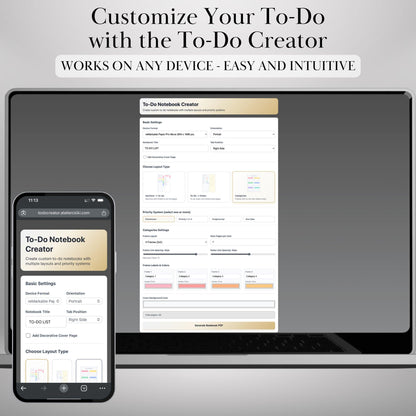 Custom To Do Lists Template Creator for reMarkable Paper Pro Move, rM2: Build Your Own Personalized Hyperlinked Task Planner Template