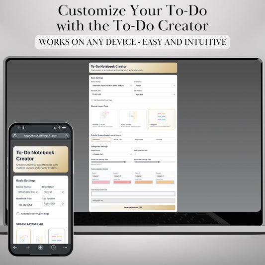 Custom To Do Lists Template Creator for reMarkable Paper Pro Move, rM2: Build Your Own Personalized Hyperlinked Task Planner Template