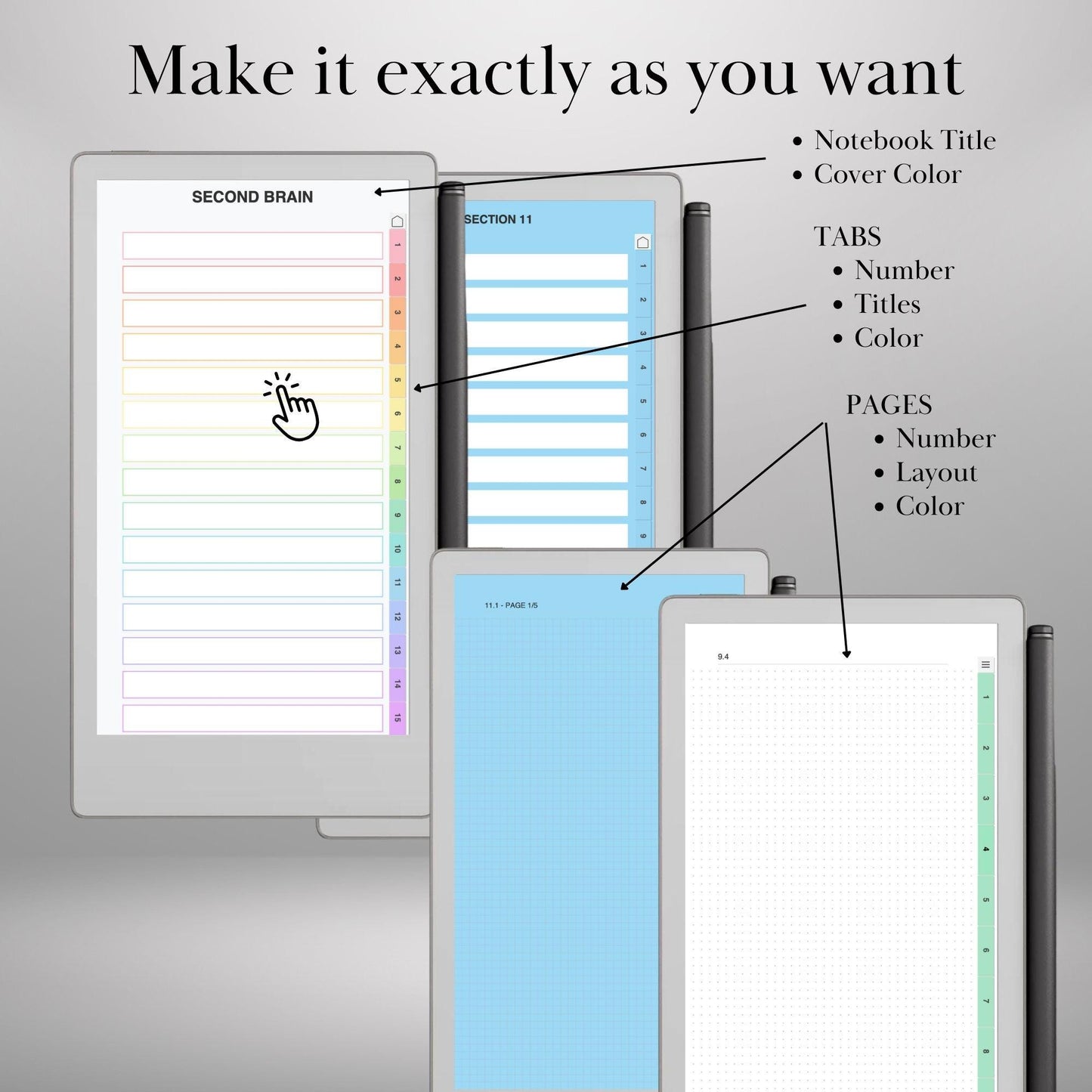 Custom Infinite Notebook Template Creator for reMarkable Paper Pro, Move, rM2: Personalized Template | Build Your Own Hyperlinked Notebook