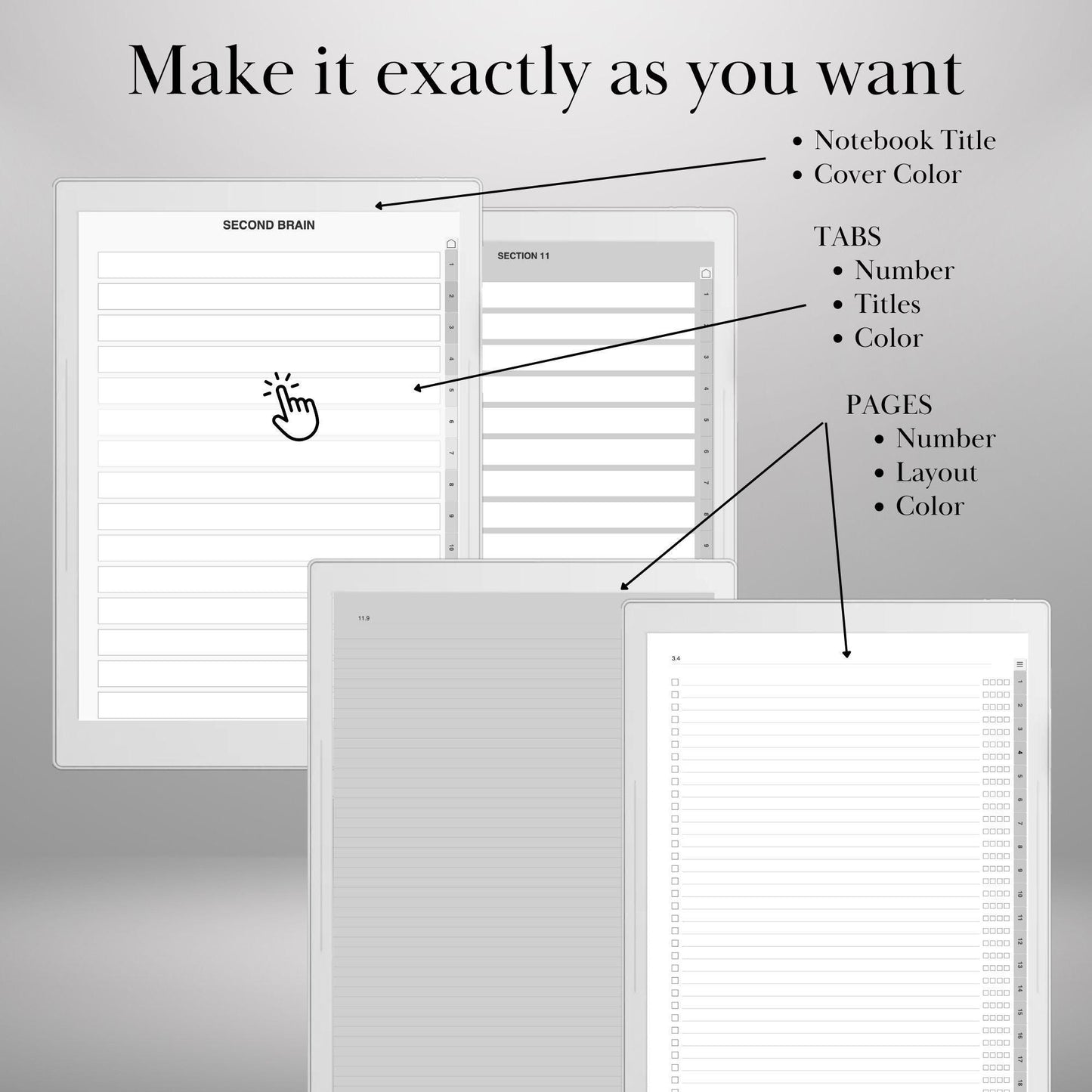 Custom Infinite Notebook Template Creator for Supernote A5X Manta, A6X Nomad, Build Your Own Personalized Hyperlinked tabs Notebook & to-do