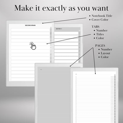 Custom Infinite Notebook Template Creator for Supernote A5X Manta, A6X Nomad, Build Your Own Personalized Hyperlinked tabs Notebook & to-do