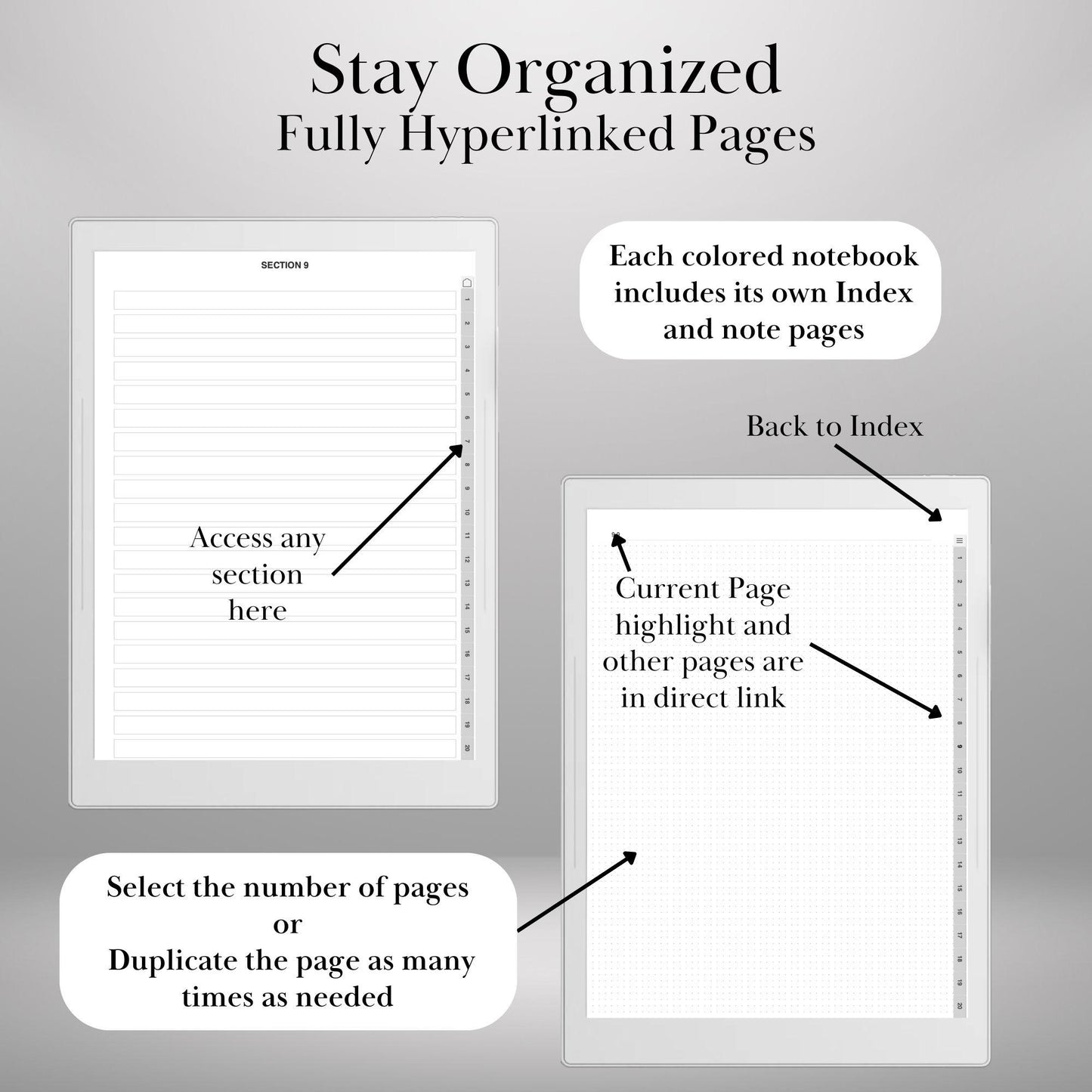 Custom Infinite Notebook Template Creator for Supernote A5X Manta, A6X Nomad, Build Your Own Personalized Hyperlinked tabs Notebook & to-do
