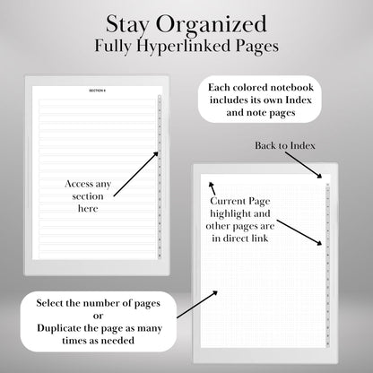 Custom Infinite Notebook Template Creator for Supernote A5X Manta, A6X Nomad, Build Your Own Personalized Hyperlinked tabs Notebook & to-do