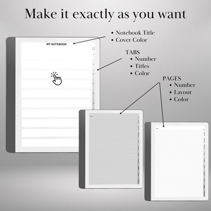 Custom Notebook Template Creator for Kindle Scribe | Personalized Template | Build Your Own Hyperlinked tabs Notebook